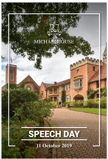 Speech Day booklet cover for Michaelhouse, 2019